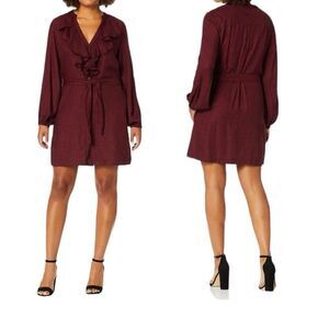 NWT PAIGE Isabelle Dress Rumba Red Check Raw Ruffle Size S